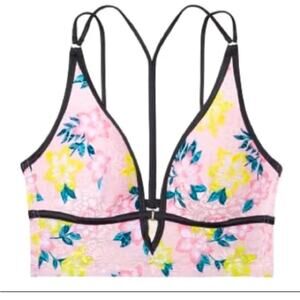 NWT pink Victoria secrets pink and black floral lightly lined bralette
